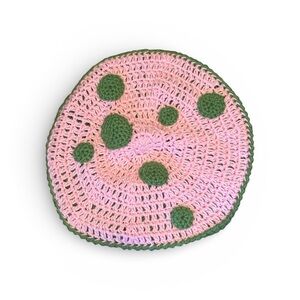 Pink and Green Crochet Mushroom Beret